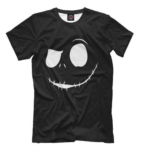 Мужская футболка с изображением Страшное лицо цвета Черный