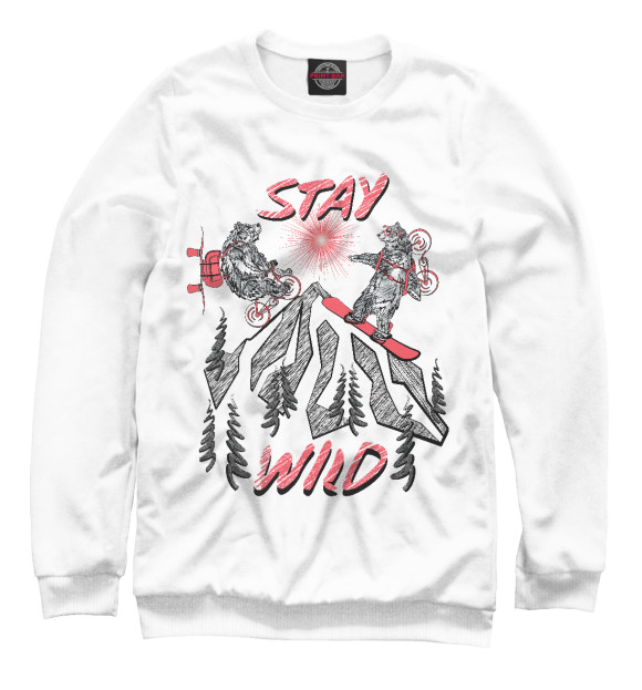 Свитшот для мальчиков с изображением Stay wild цвета Белый