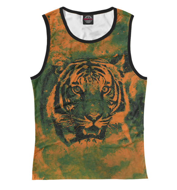 Майка для девочки с изображением Тигр цвета Белый