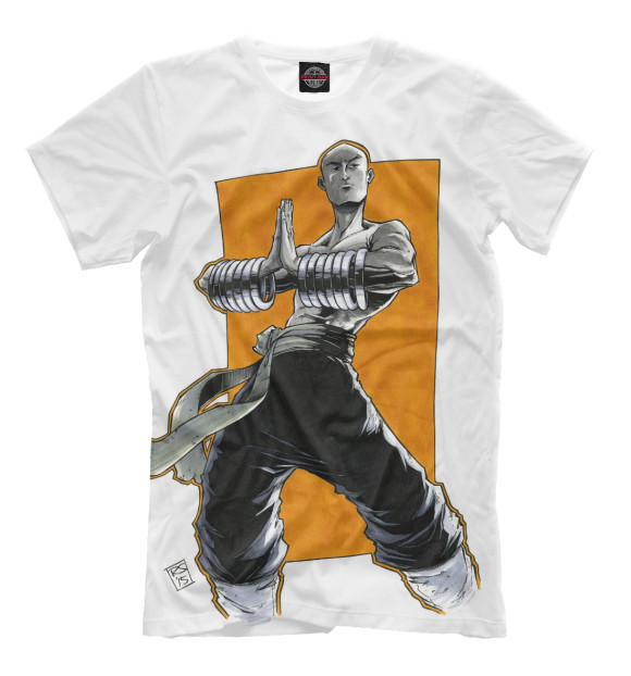Мужская футболка с изображением Shaolin цвета Молочно-белый
