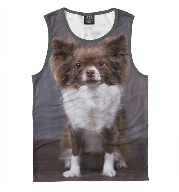 Мужская майка с изображением Собака цвета Белый