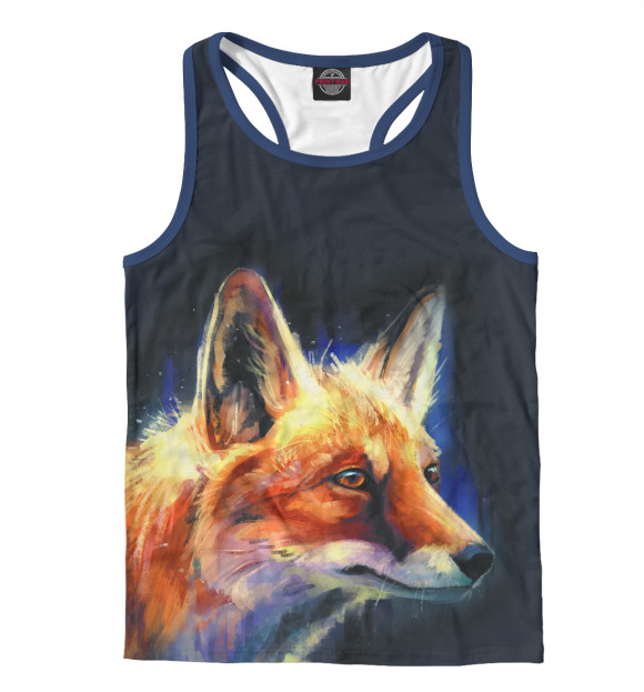 Мужская майка-борцовка с изображением Лиса цвета Белый