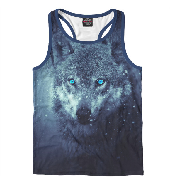 Мужская майка-борцовка с изображением WOLF цвета Белый