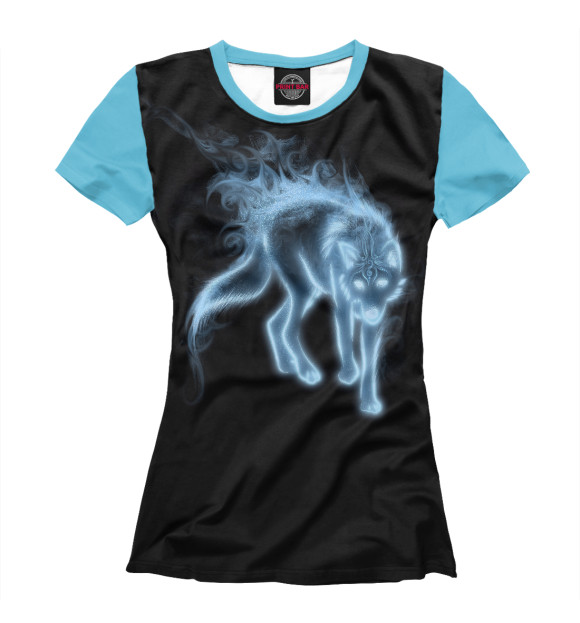Женская футболка с изображением Неоновый волк цвета Белый