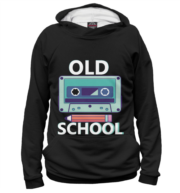 Мужское худи с изображением Old School Здесь цвета Белый