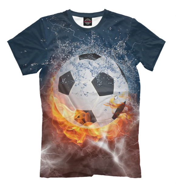 Мужская футболка с изображением Футбол цвета Молочно-белый