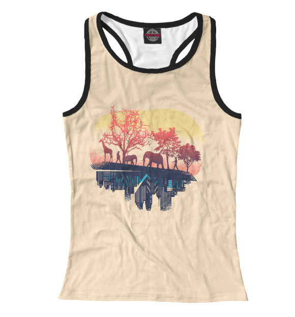 Женская майка-борцовка с изображением Пейзаж цвета Белый