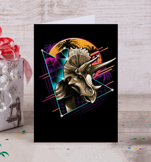 Открытка с притом Динозавр цвета Белый Открытка с изображением Динозавр цвета Белый