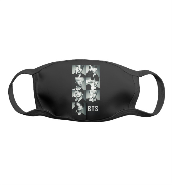 Маска тканевая с изображением BTS цвета Белый