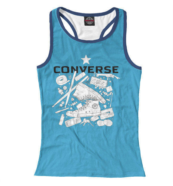 Женская майка-борцовка с притом Конверс цвета Белый Женская майка-борцовка с изображением Конверс цвета Белый