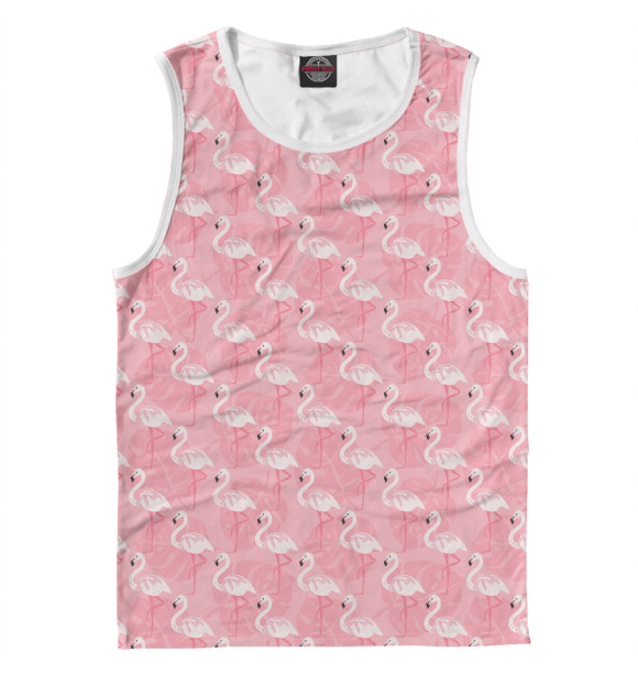 Мужская майка с изображением Розовый Фламинго цвета Белый