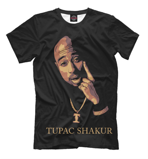 Мужская футболка с изображением TUPAC SHAKUR цвета Черный