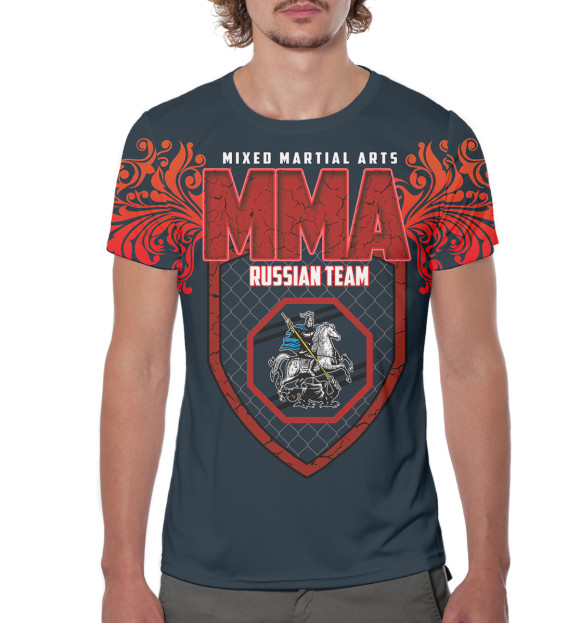 Мужская футболка с изображением MMA Russian Team цвета Белый
