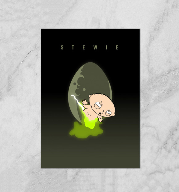 Плакат с изображением Stewie Griffin Alien цвета Белый