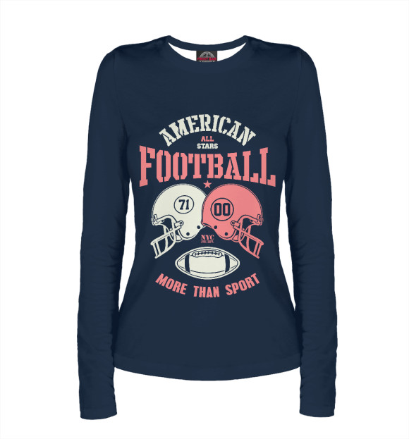 Женский лонгслив с изображением Американский футбол цвета Белый