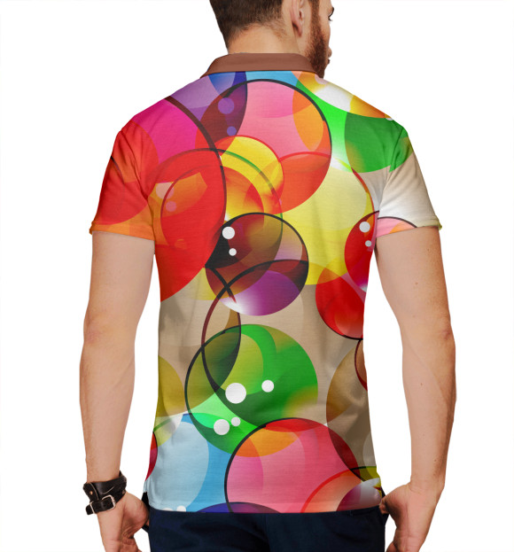 Мужское поло с притом Мыльные пузыри цвета Белый Мужское поло с изображением Мыльные пузыри цвета Белый