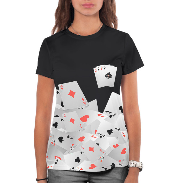 Женская футболка с изображением Покер цвета Белый