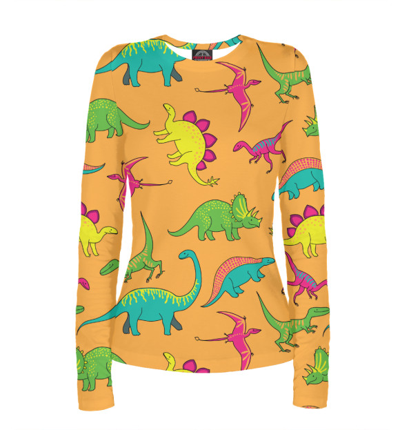 Женский лонгслив с изображением Dinoland цвета Белый