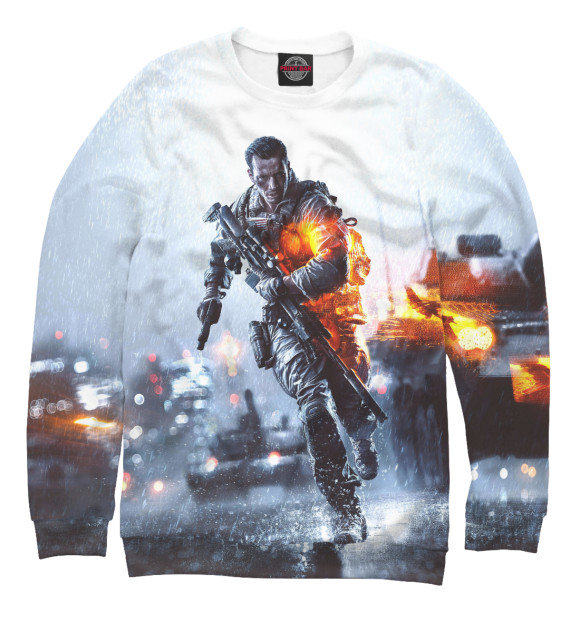 Женский свитшот с изображением Battlefield 4: War цвета Белый