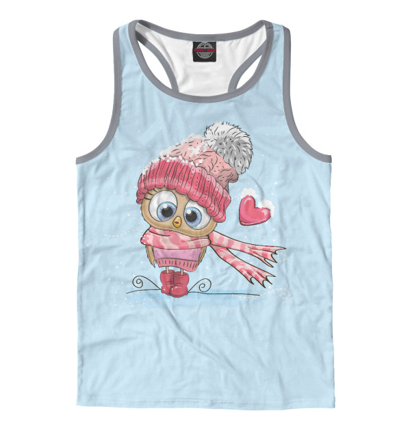 Мужская майка-борцовка с изображением Сова цвета Белый