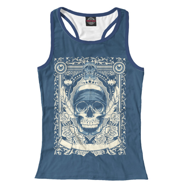 Женская майка-борцовка с изображением Череп цвета Белый