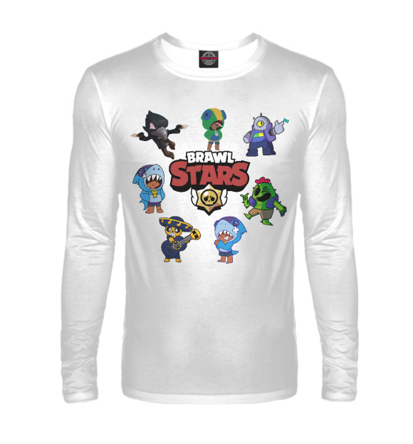 Мужской лонгслив с изображением Brawl Stars цвета Белый