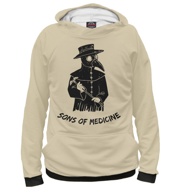 Женское худи с изображением Sons of medicine цвета Белый