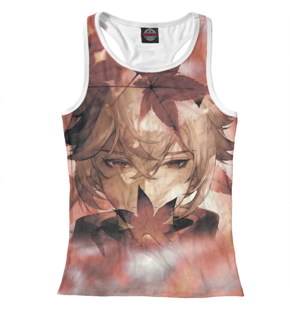 Женская майка-борцовка с притом Кадзуха цвета Белый Женская майка-борцовка с изображением Кадзуха цвета Белый