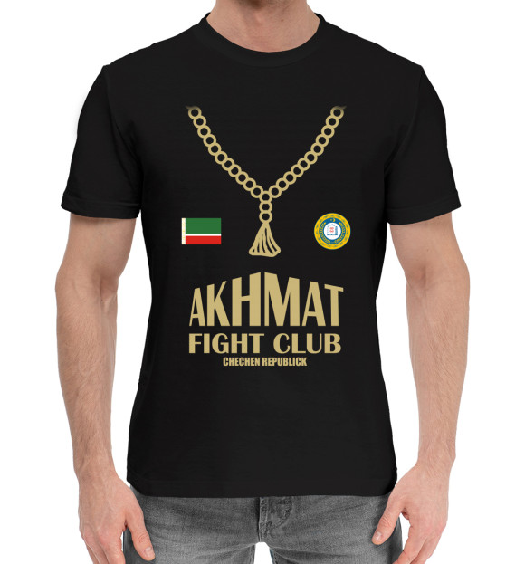 Мужская хлопковая футболка с изображением Akhmat Fight Club цвета Черный