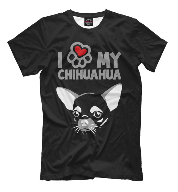 Мужская футболка с изображением Я люблю мою чихуахуа цвета Черный