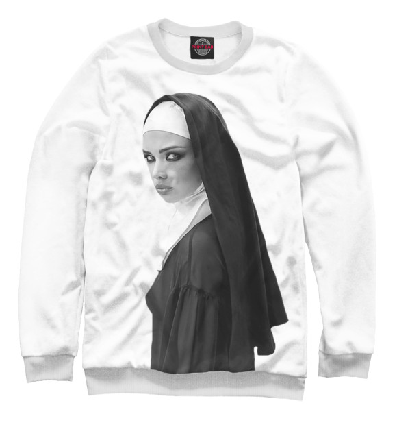 Мужской свитшот с изображением Монахиня цвета Белый