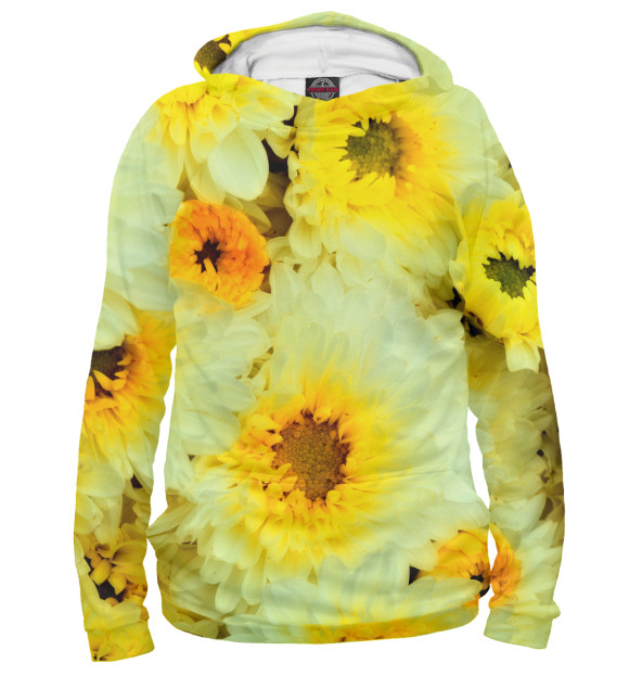 Женское худи с изображением Подсолнухи цвета Белый