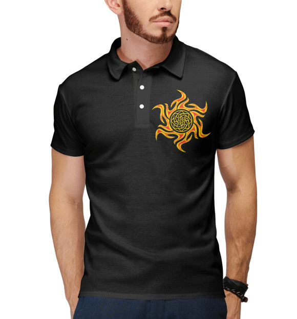 Мужское поло с изображением Славянский оберег Здрабереж цвета Белый