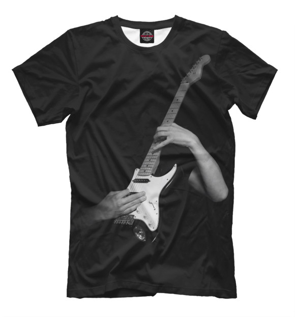 Мужская футболка с изображением Guitar цвета Черный