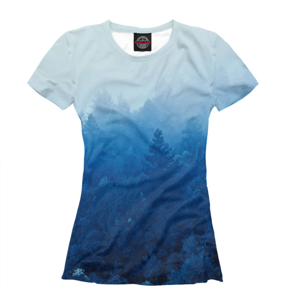 Женская футболка с изображением Туманный лес цвета Белый
