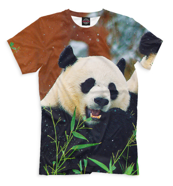 Мужская футболка с изображением Панда цвета Молочно-белый
