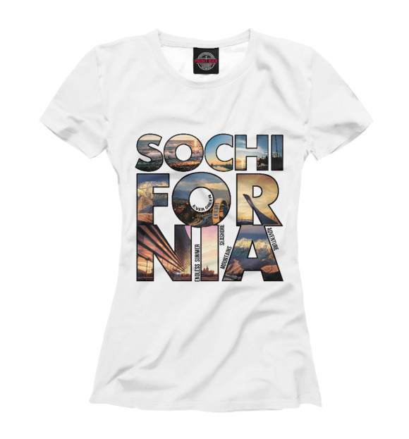Футболка для девочек с изображением Sochifornia цвета Белый