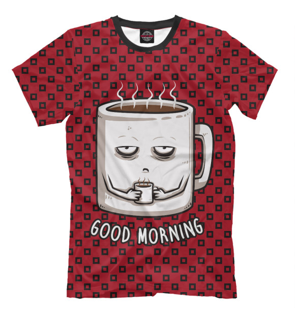 Мужская футболка с изображением Good Morning цвета Темно-бордовый