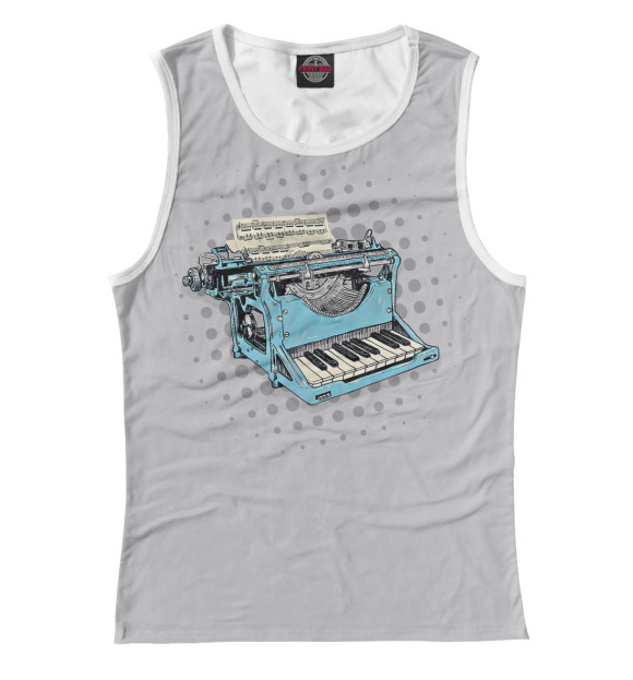 Майка для девочки с изображением Piano Typewriter цвета Белый