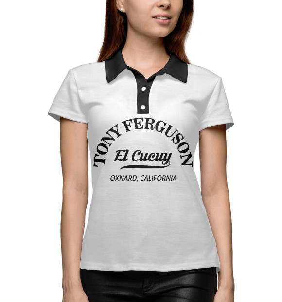 Женское поло с изображением Tony Ferguson Эль Кукуй цвета Белый