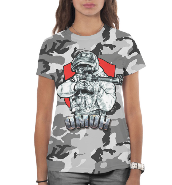 Женская футболка с изображением ОМОН цвета Белый