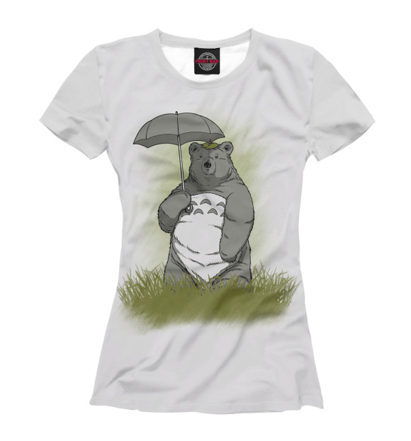 Женская футболка с изображением Bear Totoro цвета Белый
