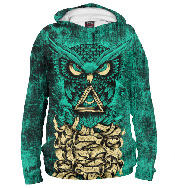 Женское худи с изображением Сова цвета Белый