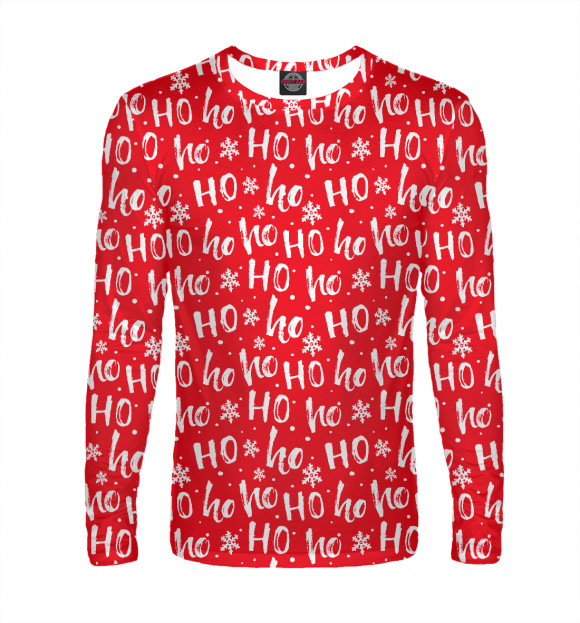 Мужской лонгслив с изображением Ho Ho Ho Santa Claus цвета Белый