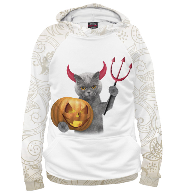 Мужское худи с изображением КОТЭ цвета Белый