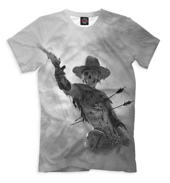 Мужская футболка с изображением Ковбой цвета Серый