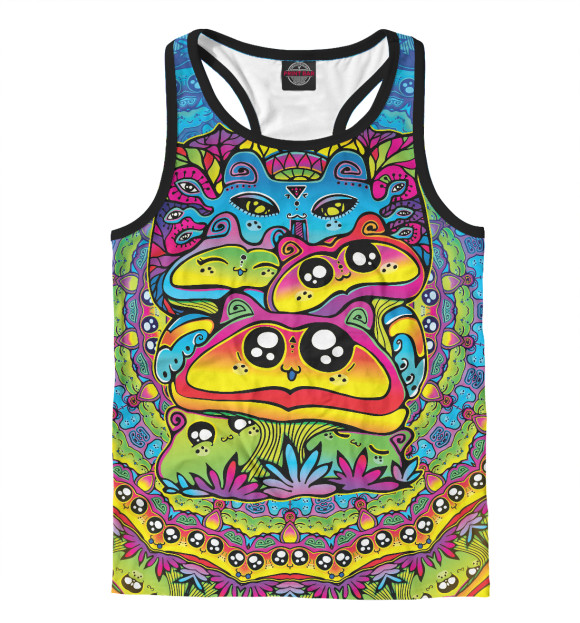 Мужская майка-борцовка с изображением Грибокотики цвета Белый