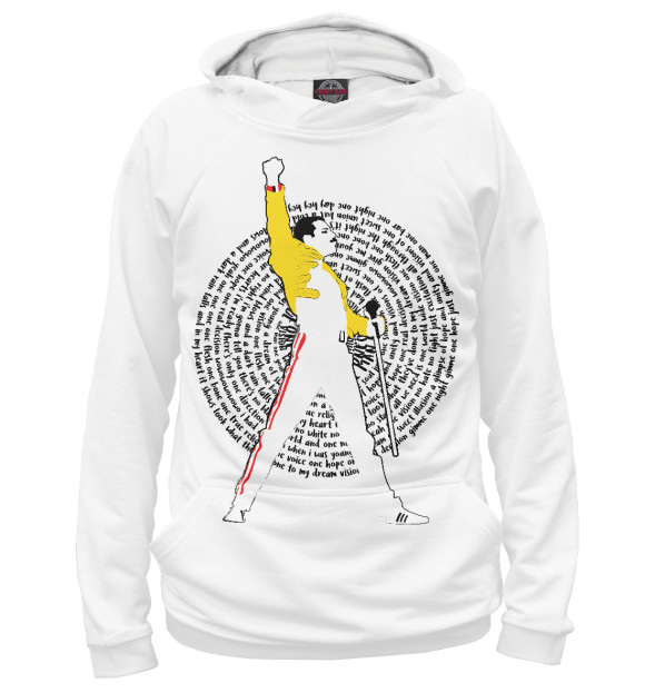 Женское худи с изображением One Vision Freddie Mercury цвета Белый