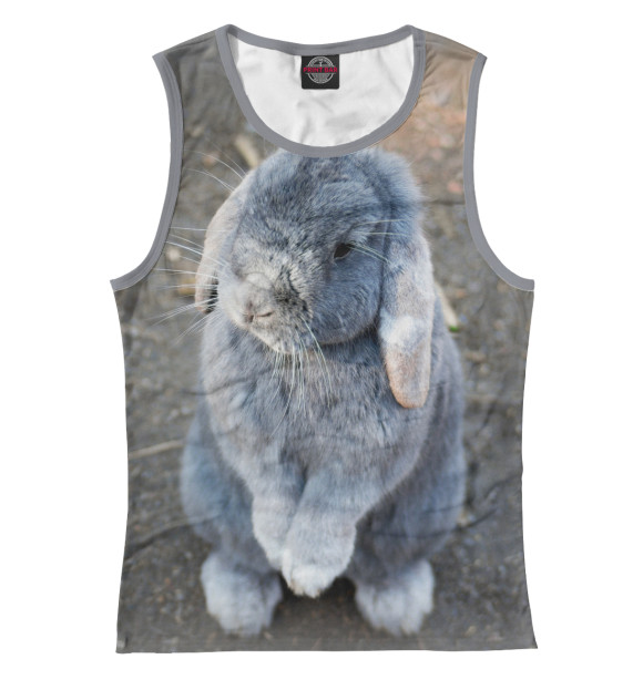 Майка для девочки с притом Кролик цвета Белый Майка для девочки с изображением Кролик цвета Белый