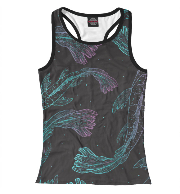 Женская майка-борцовка с изображением Рыбы цвета Белый